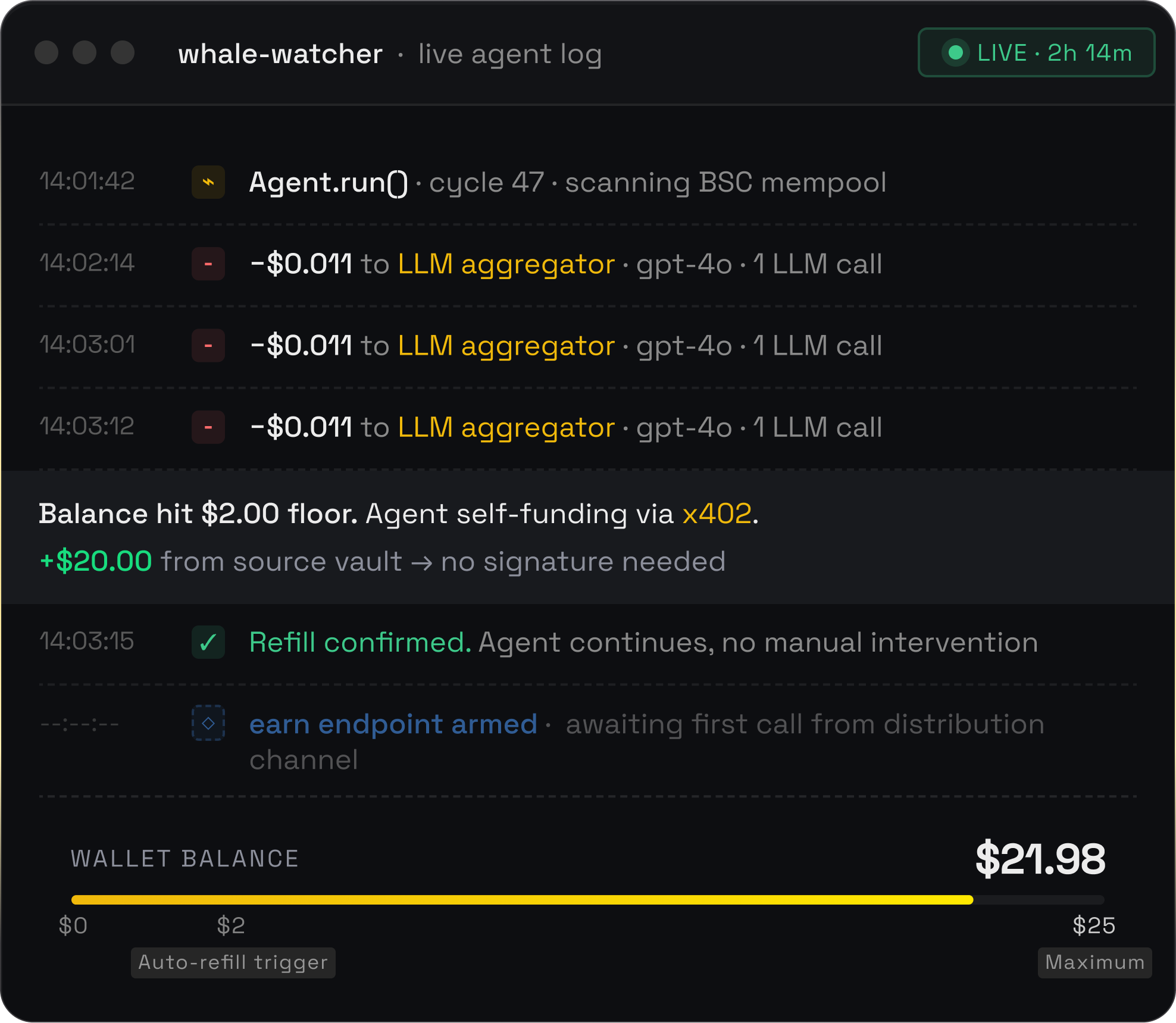 Live agent log
